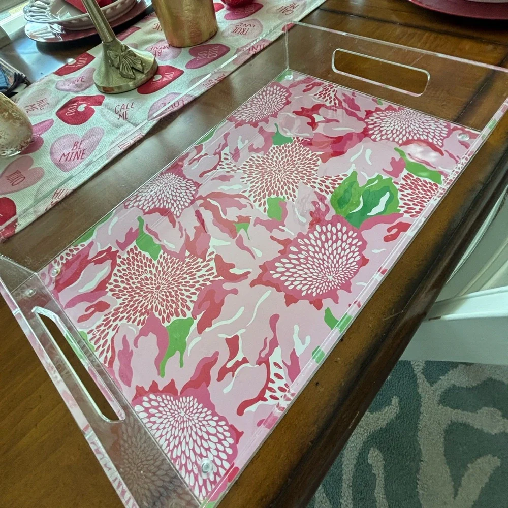 Lilly Pulitzer Pink floral tray New 17x11 gift Easter hostess Mothers Day